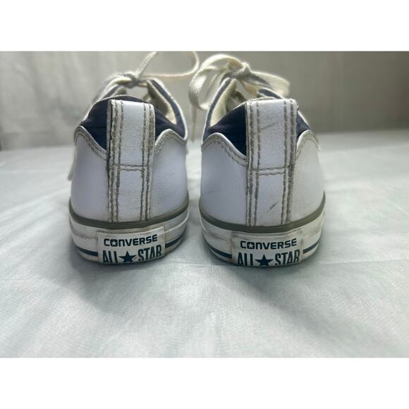 Converse All Star White Leather Low Top Junior Size 5 - Picture 4 of 11